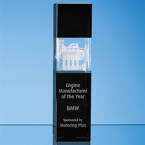 Clear & Onyx Black Optical Crystal Square Column Award - SY7032