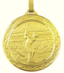 Gold Faceted Male Golf Medal (size: 60mm) - 386F