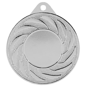 Silver Impact Budget Radial Medals with Ribbons & Logo Inserts (50mm) Minimum 100 - M9312.02/SET100 Silver