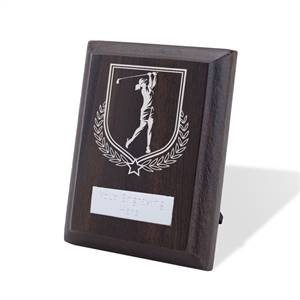 Britannia Ladies Golf Walnut Plaque - AFFWP6-GOLF9