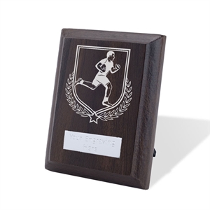 Britannia Male Rugby Player Walnut Plaque - AFFWP6-RUG1