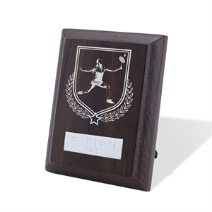 Britannia Women's Badminton Walnut Plaque - AFFWP6-BAD2