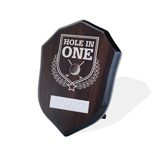 Britannia Golf Hole In One Walnut Shield - AFWS31-GOLF15