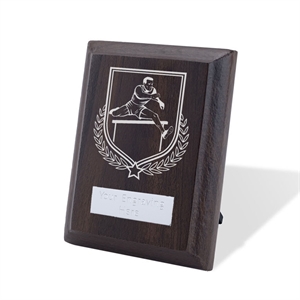 Britannia Athletics Hurdles Walnut Plaque - AFFWP6-ATH6 White