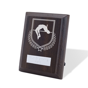 Britannia Athletics High Jump Walnut Plaque - AFFWP6-ATH8 White