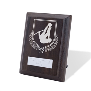 Britannia Athletics Pole Vault Walnut Plaque - AFFWP6-ATH9 White