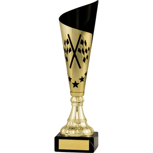 Laser Cut Gold & Black Chequered Flag Award - 2073A