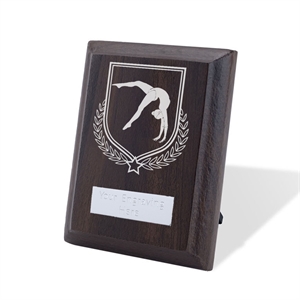 Britannia Female Gymnastics Walnut Plaque - AFFWP6-GYM1