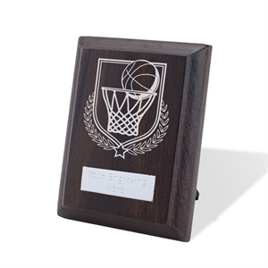 Britannia Basketball Walnut Plaque - AFFWP6-BASK3