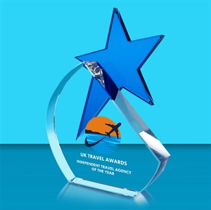 Aquamarine Star Crystal Award Colour Printing - AFG012/ Clr