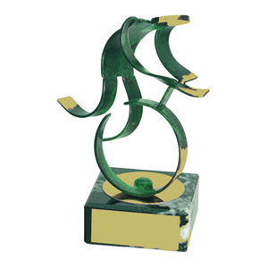 Mountain Biking Green Figure Handmade Metal Trophy - 600 MB