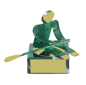 Rowing Green Figure Handmade Metal Trophy - 600 RE