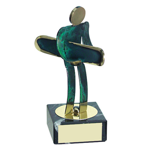 Snowboarding Green Figure Handmade Metal Trophy - 600 SW