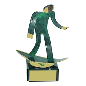 Surfing Green Figure Handmade Metal Trophy - 600 SF