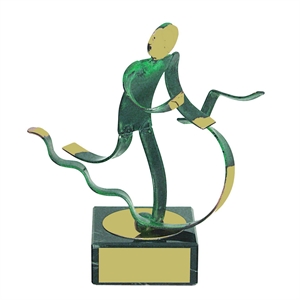 Triathlon Green Figure Handmade Metal Trophy - 600 TH