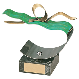 Swimming Green Wave Handmade Metal Trophy - 972