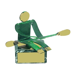 Canoeing Green Figure Handmade Metal Trophy - 600 PI