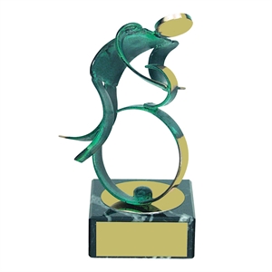 Cycling Green Figure Handmade Metal Trophy - 600 CI