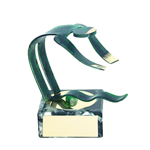 Diving Green Figure Handmade Metal Trophy - 600