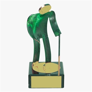 Hiking Green Figure Handmade Metal Trophy - 600 EX