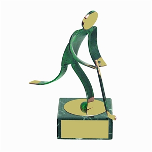 Hockey Green Figure Handmade Metal Trophy - 600 HO