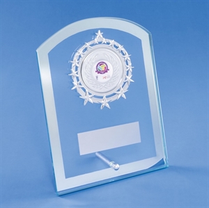 Fiona Curved Glass Award with logo insert - 2096