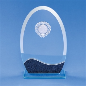 Dale Oval Glass Award with logo insert - 1834