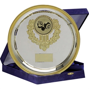 Jasper Gold Edged Silver Salver Boxed - 853D