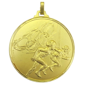 Gold Faceted Olympic Flag Athletes Medal (size: 42mm & 52mm) - 21842FG/21852FG