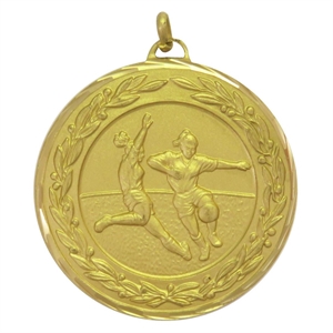 Gold Premium Classic Ladies Football Medal (size: 50mm) - 972550FG