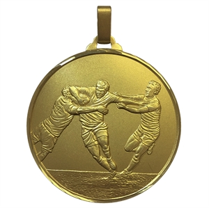 Gold Faceted Rugby Medal (size: 52mm and 60mm) - 40852FG/ 40860FG