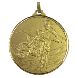 Gold Faceted Motocross Medal (size: 52mm) - 43952FG