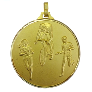 Gold Faceted Cycle & Run Biathlon Medal (size: 42mm) - 33842FG/ 33852FG