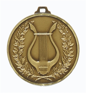 Antique Gold Faceted Music Medal (size: 52mm) - 24052FB