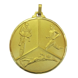 Gold Faceted Triathlon Medal (size: 42mm/ 52mm) - 33942F/ 33952F