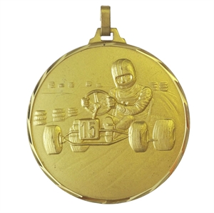 Gold Faceted Karting Medal (size: 42mm & 52mm) - 13542FG/ 13552FG