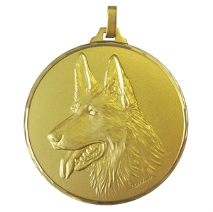 Gold Faceted Alsatian Medal (size: 42mm and 52mm) - 16642FG/ 16652FG