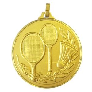 Gold Faceted Badminton Medal (size: 52mm) - 37652FG