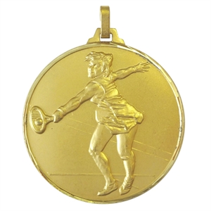 Gold Faceted Female Tennis Player Medal (size: 52mm) - 32652FG