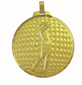 Gold Faceted Female Golf Medal (size: 42mm, 52mm and 70mm) - 39942F/ 39952F/ 39970F