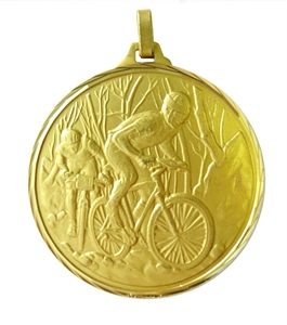 Gold Faceted Mountain Bike Medal (size: 52mm) - 20352FG