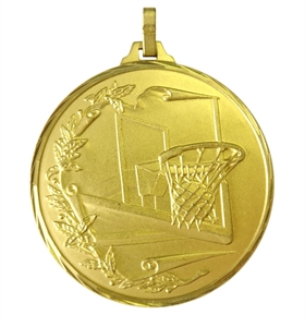 Gold Faceted Basketball Hoop Medal (size: 42mm) - 25242FG/ 25252FG