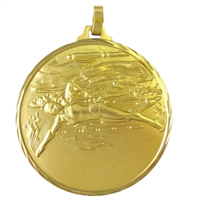 Gold Faceted Female Swimming Medal (size: 42mm & 52mm) - 24342FG/ 24352FG