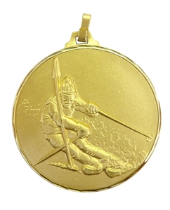 Gold Faceted Skiing Medal (size: 52mm) - 28652FG