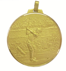 Gold Faceted Male Golf Medal (size: 50mm and 70mm) - 38652FG/ 38670FG