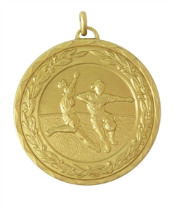 Gold Laurel Economy Woman's Football Medal (size: 50mm) - 972550EG