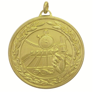 Gold Laurel Economy Swimming Stopwatch Medal (size: 50mm) - 957750EG