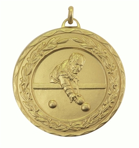 Gold Laurel Economy Snooker / Pool Medal (size: 50mm) - 401550EG