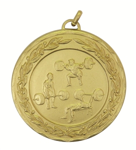 Gold Laurel Economy Weightlifting Medal (size: 50mm) - 428750EG