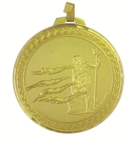 Gold Faceted Female Swimming Medal (size: 70mm) - 24770FG